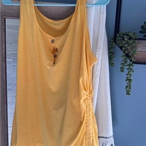 Yellow Sleeveless Ruched Top